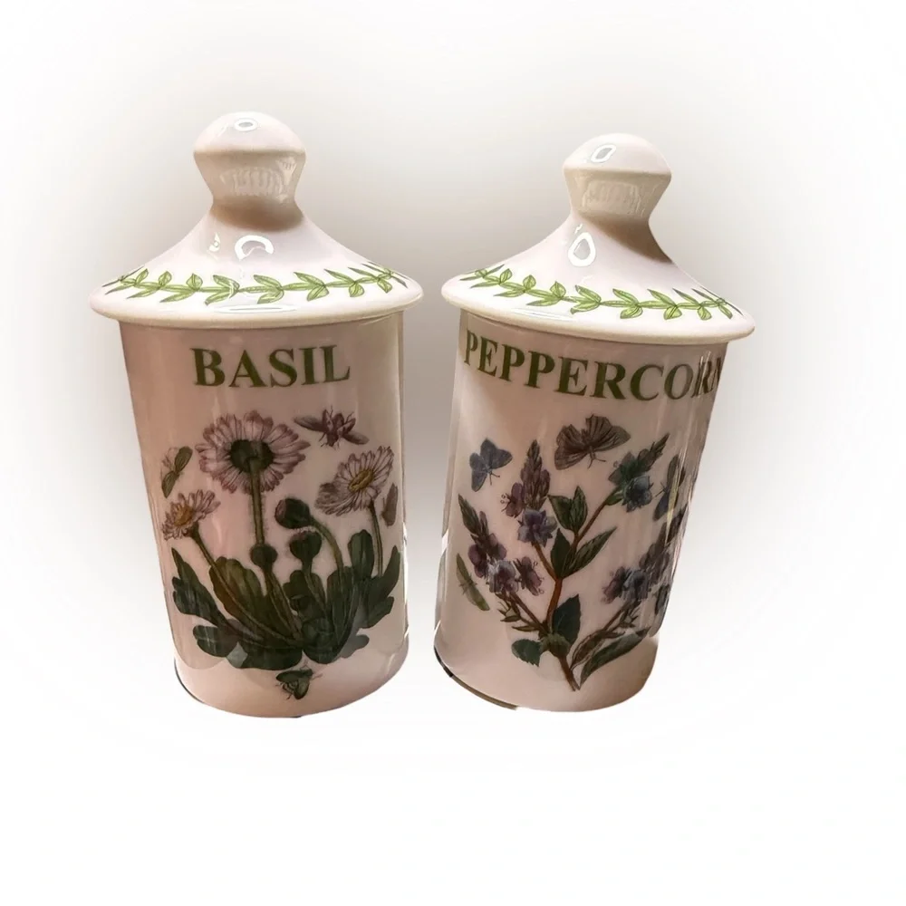 Portmeirion Botanic Garden Herb Jars – Basil & Peppercorn (Set of 2)
